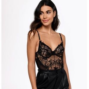 Tobi Night After Night Black Lace Bodysuit